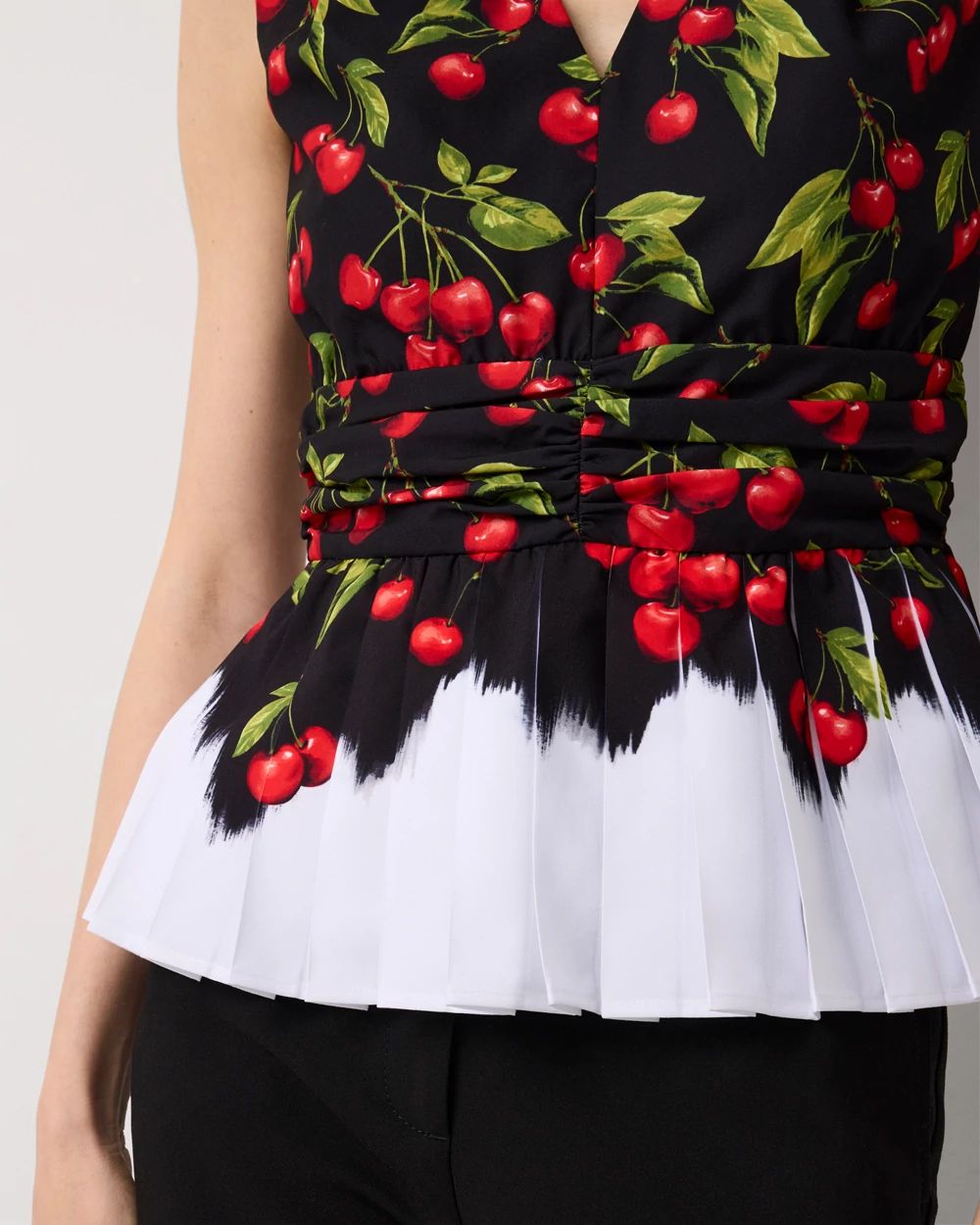 Pleated Peplum V-neck Top | White House Black Market